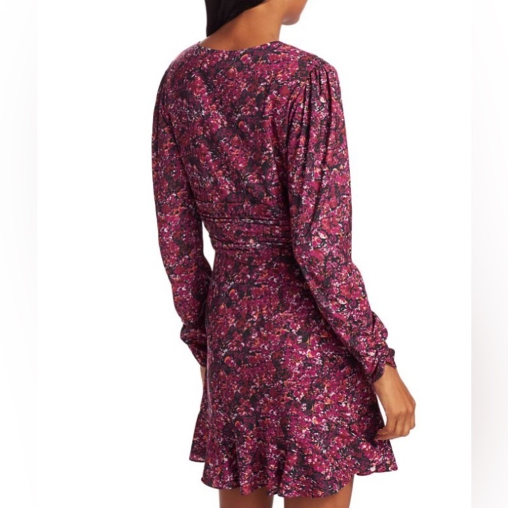 PARKER Women’s Alison Floral Long-Sleeve Ruffle Dress in Cranberry Multi Size 6 - Picture 2 of 12